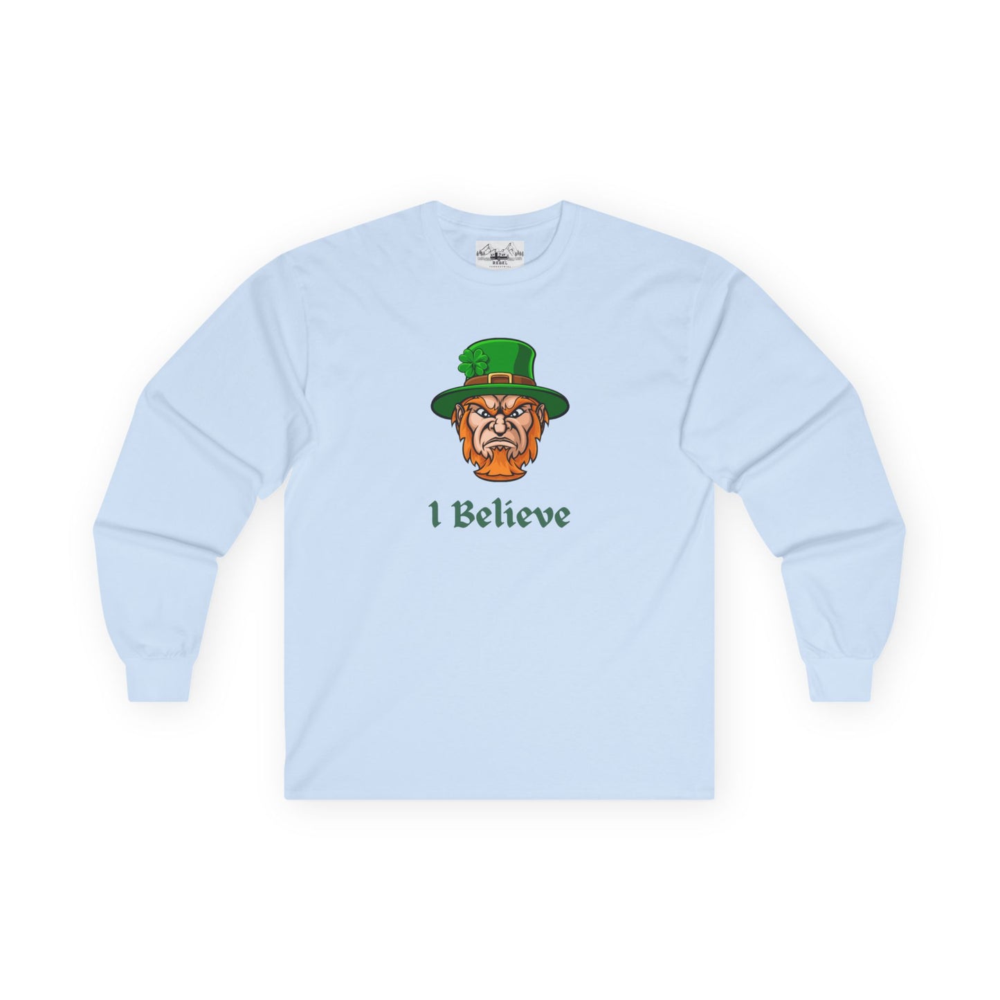 "I Believe" Long Sleeve Graphic Tee – Vintage Leprechaun Illustration