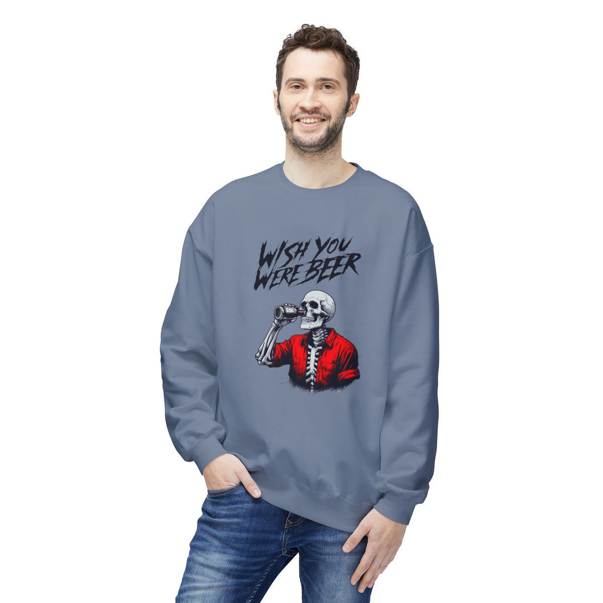 Wish You Were Beer – Skeleton Crewneck Sweatshirt