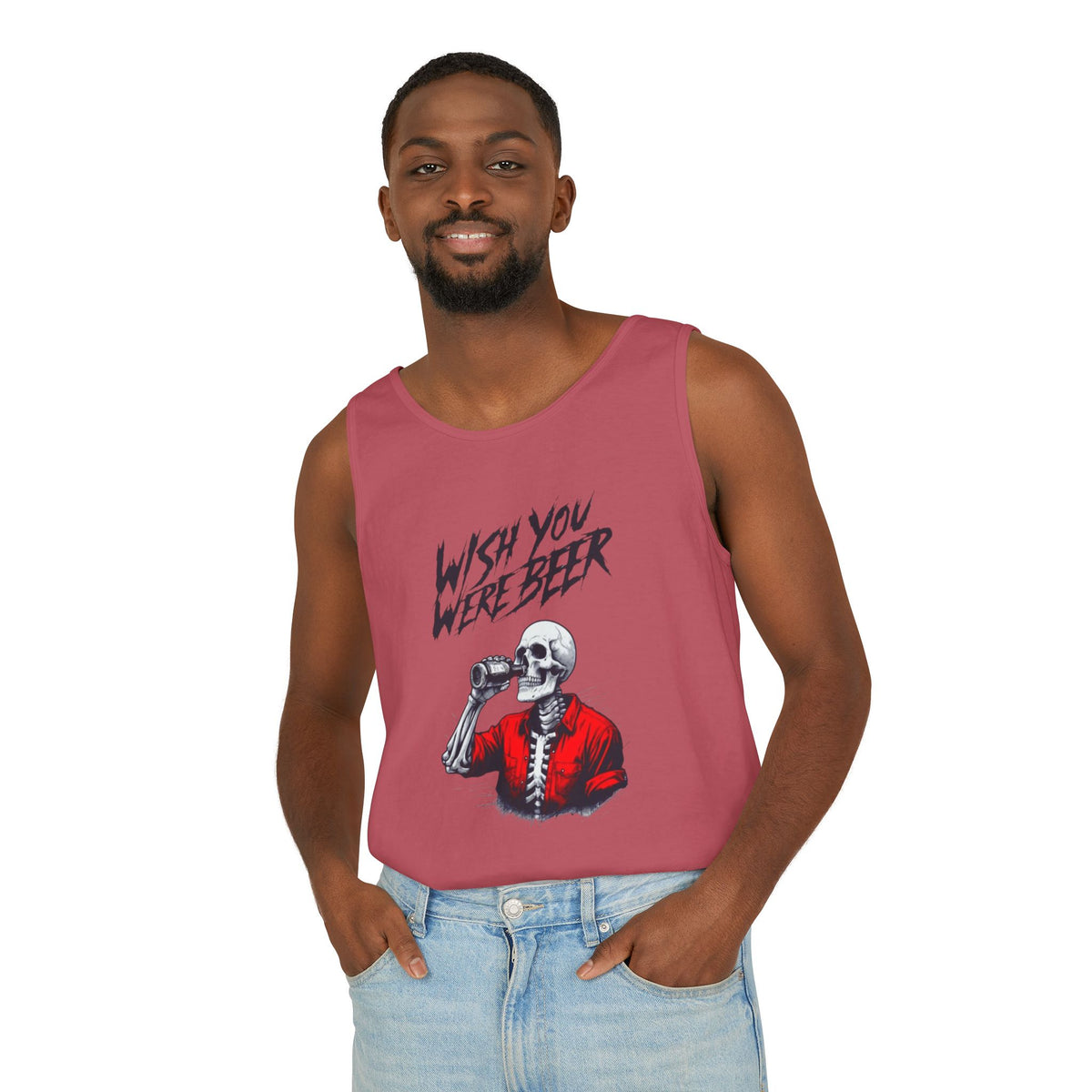 Wish You Were Beer – Funny Skeleton Tank Top
