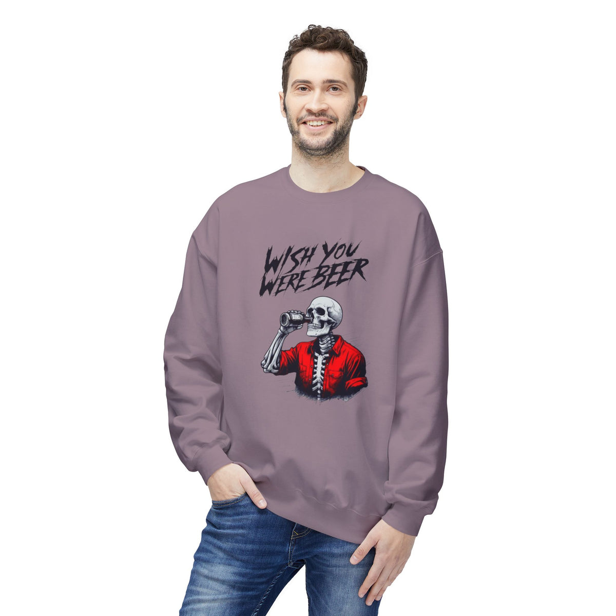 Wish You Were Beer – Skeleton Crewneck Sweatshirt