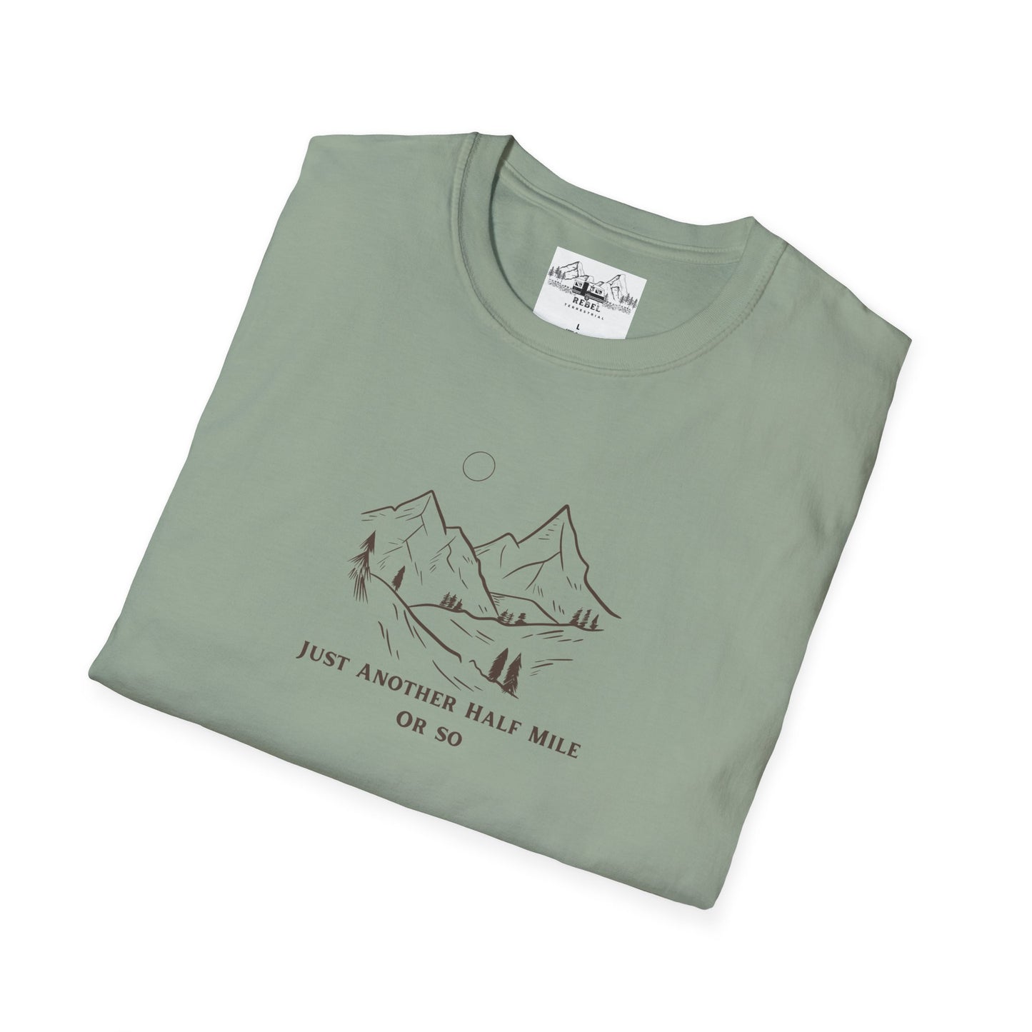 Just Another Half Mile or So | Minimalist Mountain Scene Unisex Softstyle T-Shirt