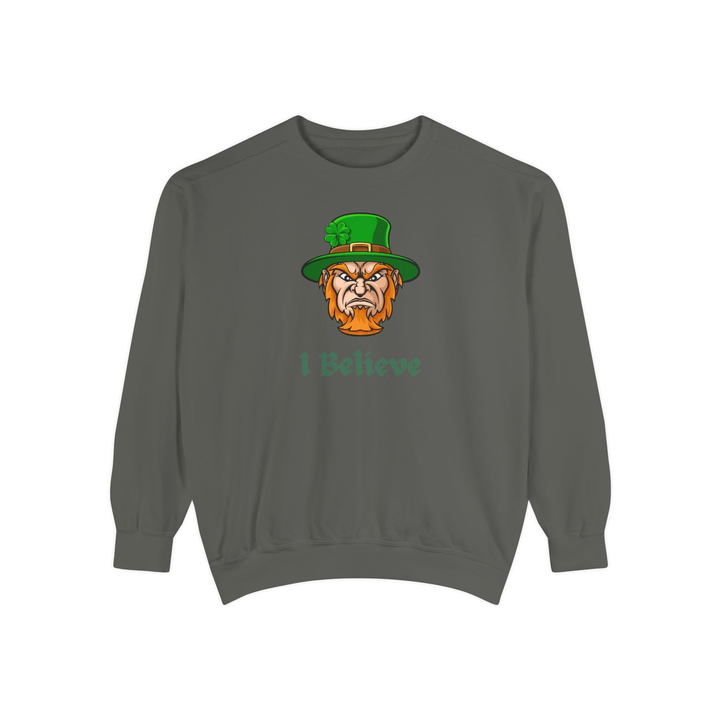 "I Believe" Relaxed Fit Sweatshirt – Bold Leprechaun Graphic