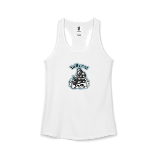 Y’all Need Jesus Bigfoot Women’s Racerback Tank