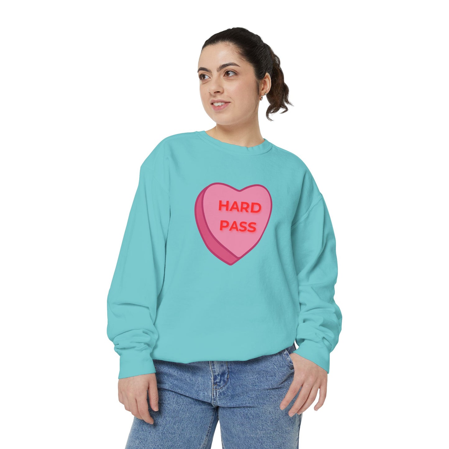 Hard Pass Candy Heart Color Blast Sweatshirt