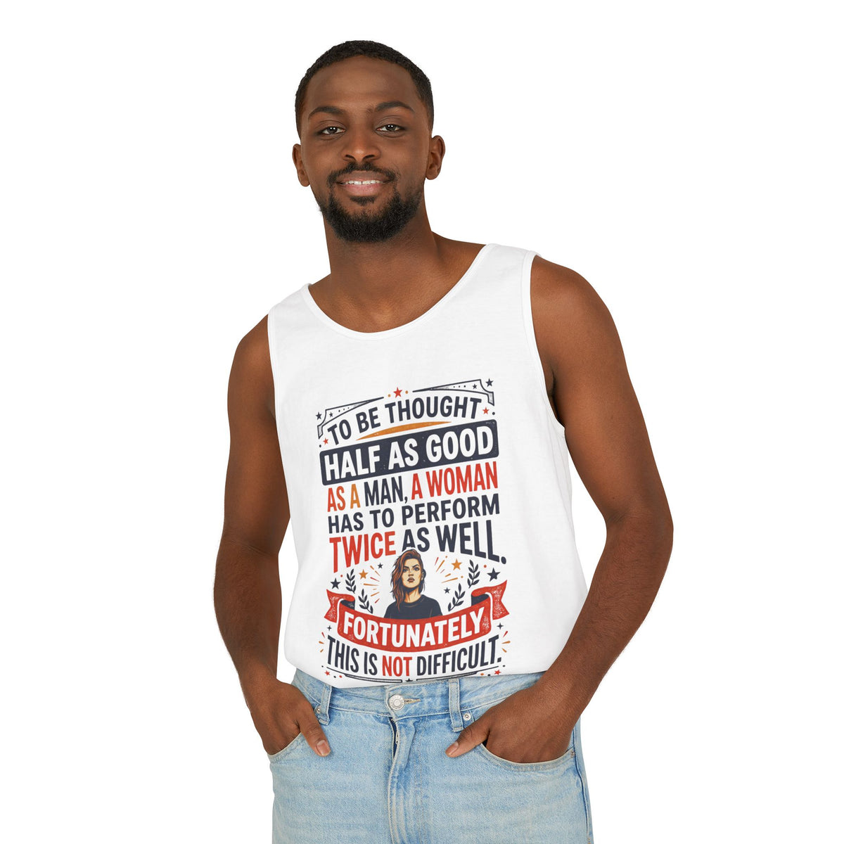 “Twice as Well” Feminist Unisex Cotton Tank Top
