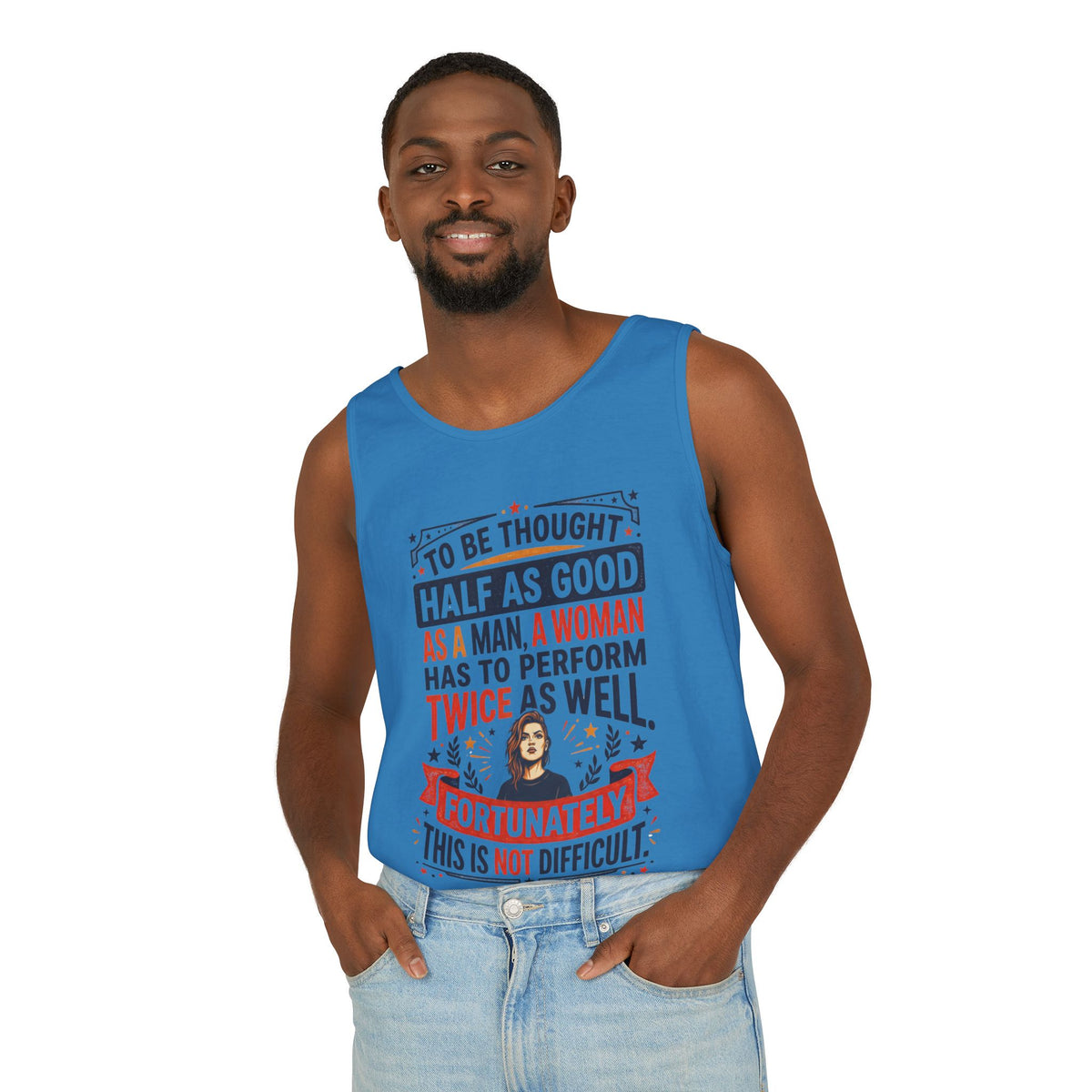 “Twice as Well” Feminist Unisex Cotton Tank Top