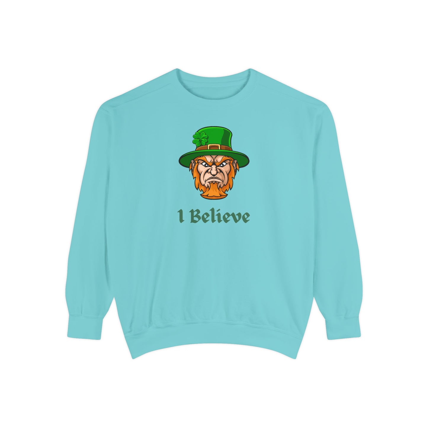 "I Believe" Relaxed Fit Sweatshirt – Bold Leprechaun Graphic