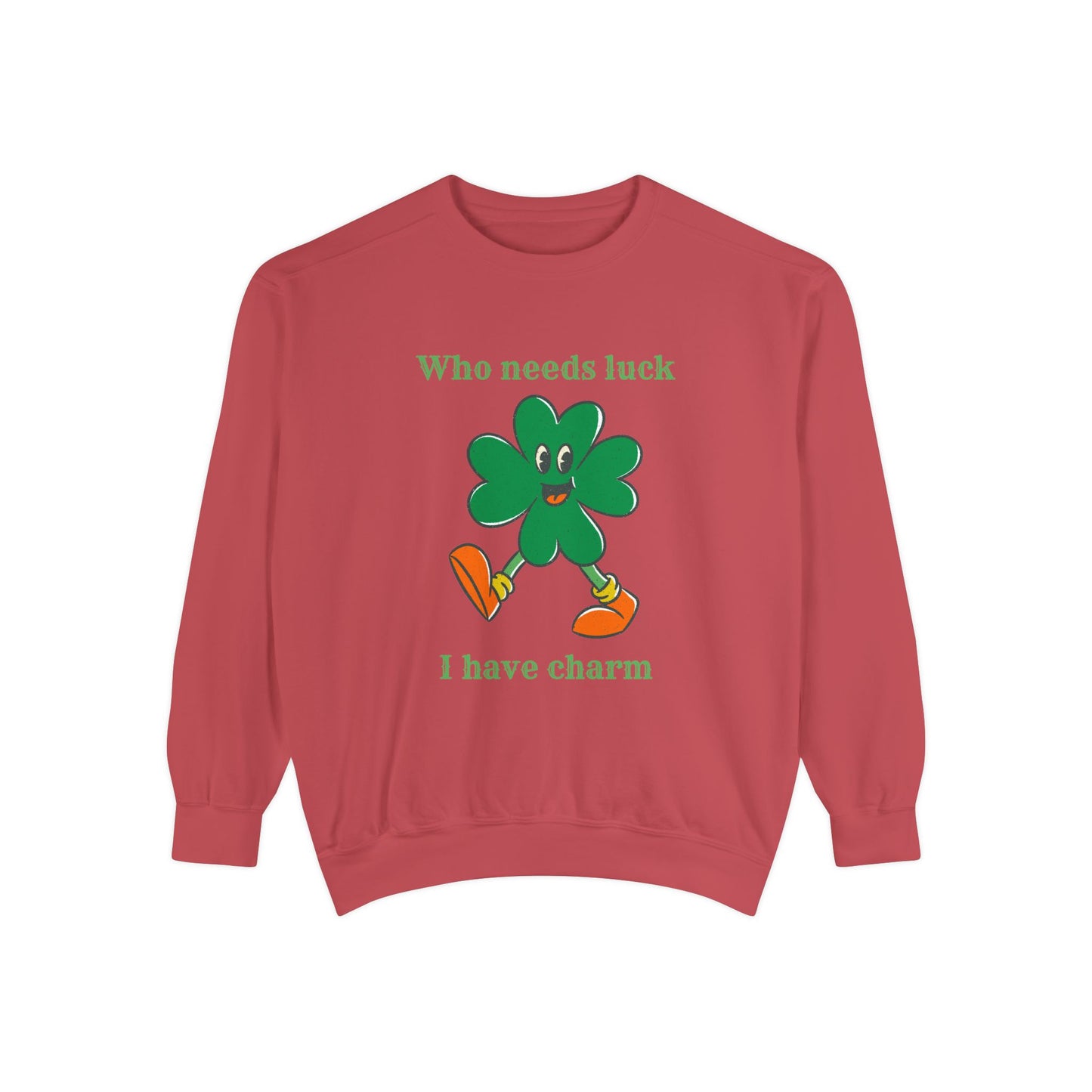 "I Have Charm" Relaxed Fit Sweatshirt – Smiling Shamrock Graphic