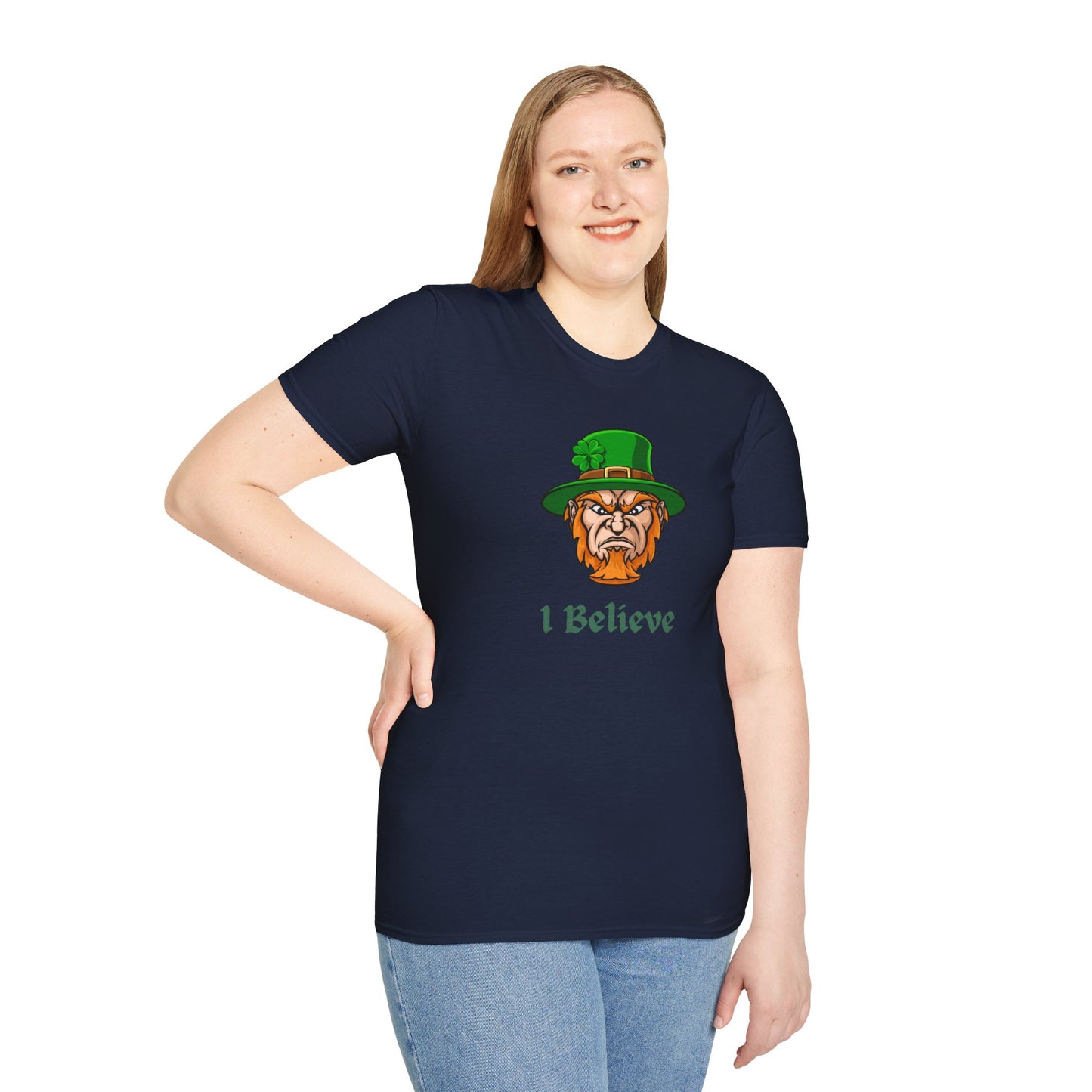"I Believe" Angry Leprechaun Graphic Tee – Playful Celtic Spirit
