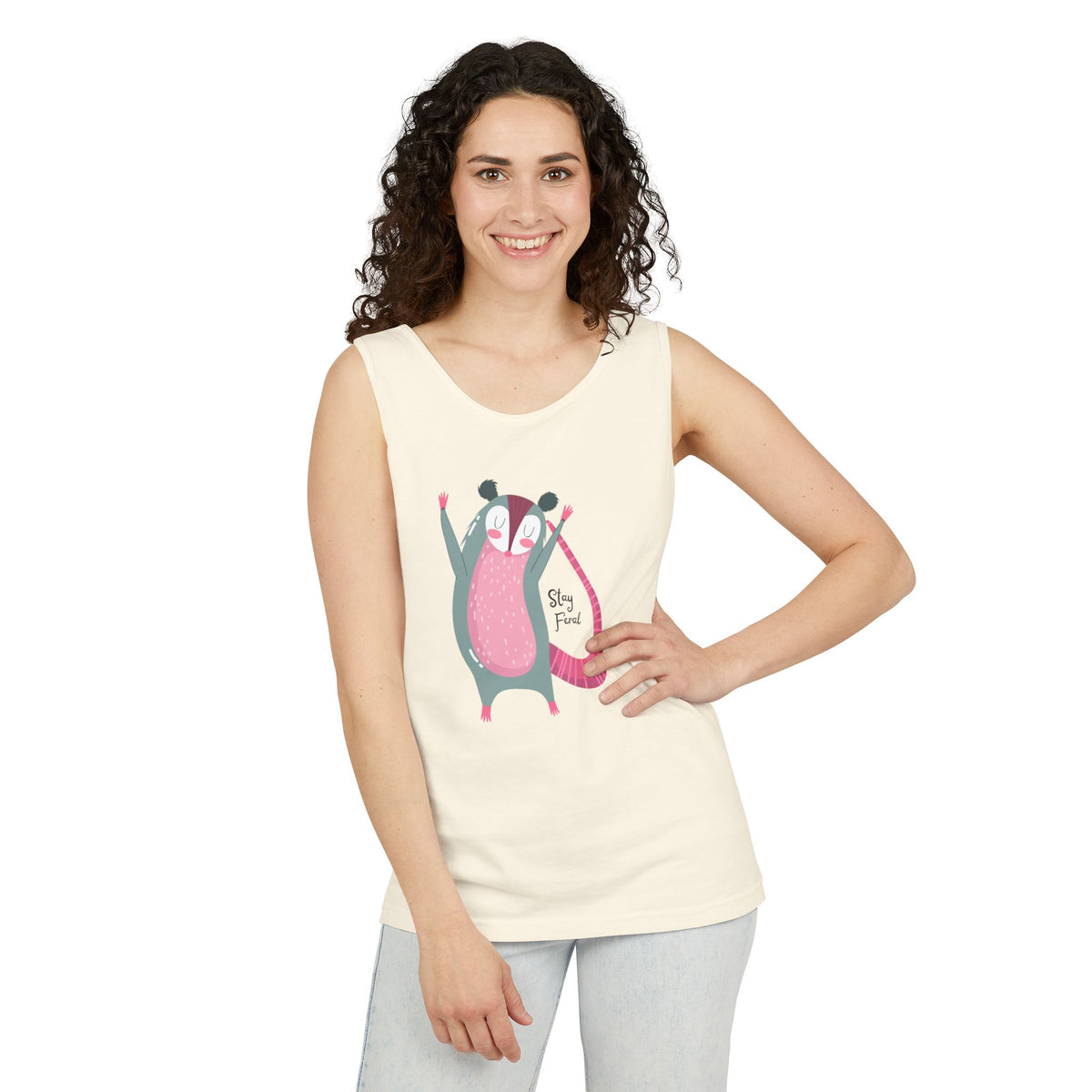 Stay Feral – Happy Possum Unisex Jersey Tank