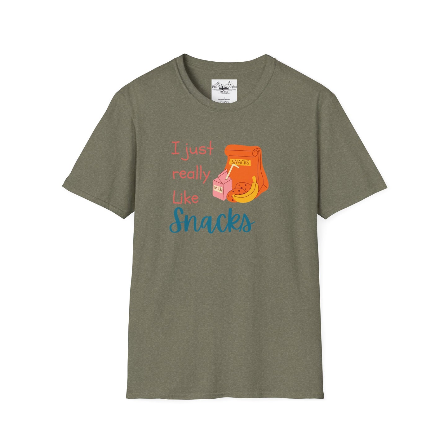 I Just Really Like Snacks T-Shirt – Unisex Softstyle Tee for Grown-Up Snack Lovers
