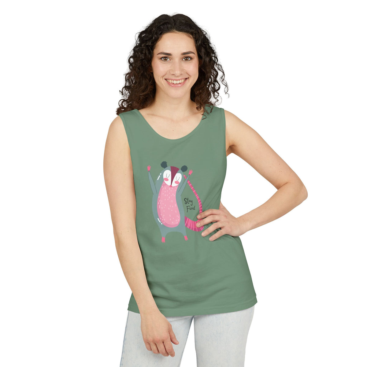 Stay Feral – Happy Possum Unisex Jersey Tank