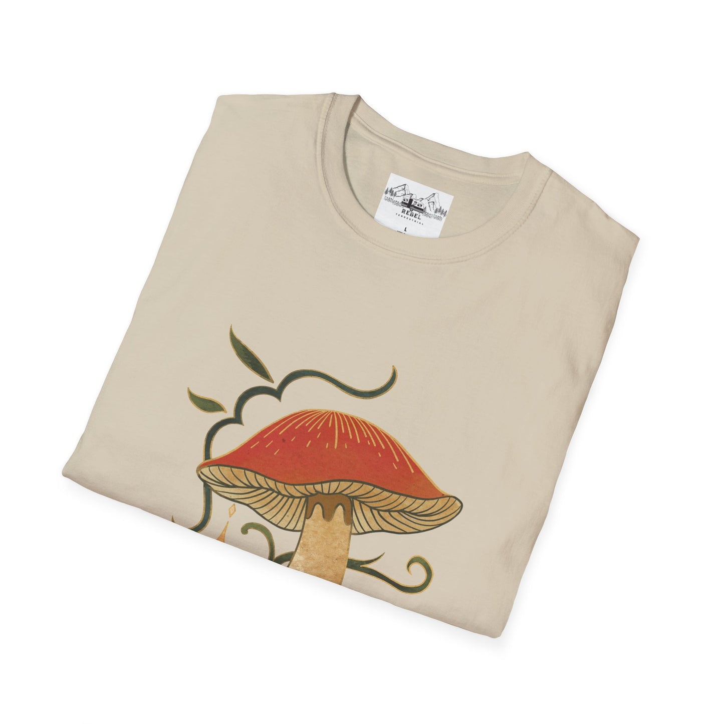Nature Alone Is Antique – Old World Mushroom Unisex Softstyle T-Shirt | Thomas Carlyle Quote