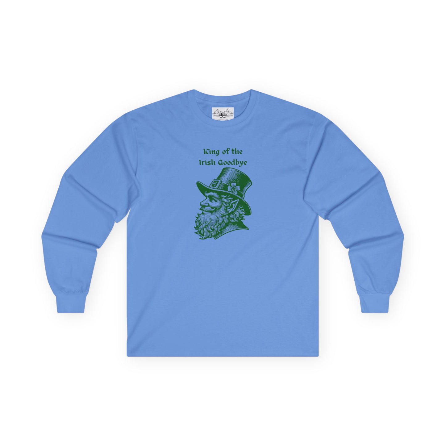 "King of the Irish Goodbye" Long Sleeve Tee – Hand-Drawn Leprechaun Graphic