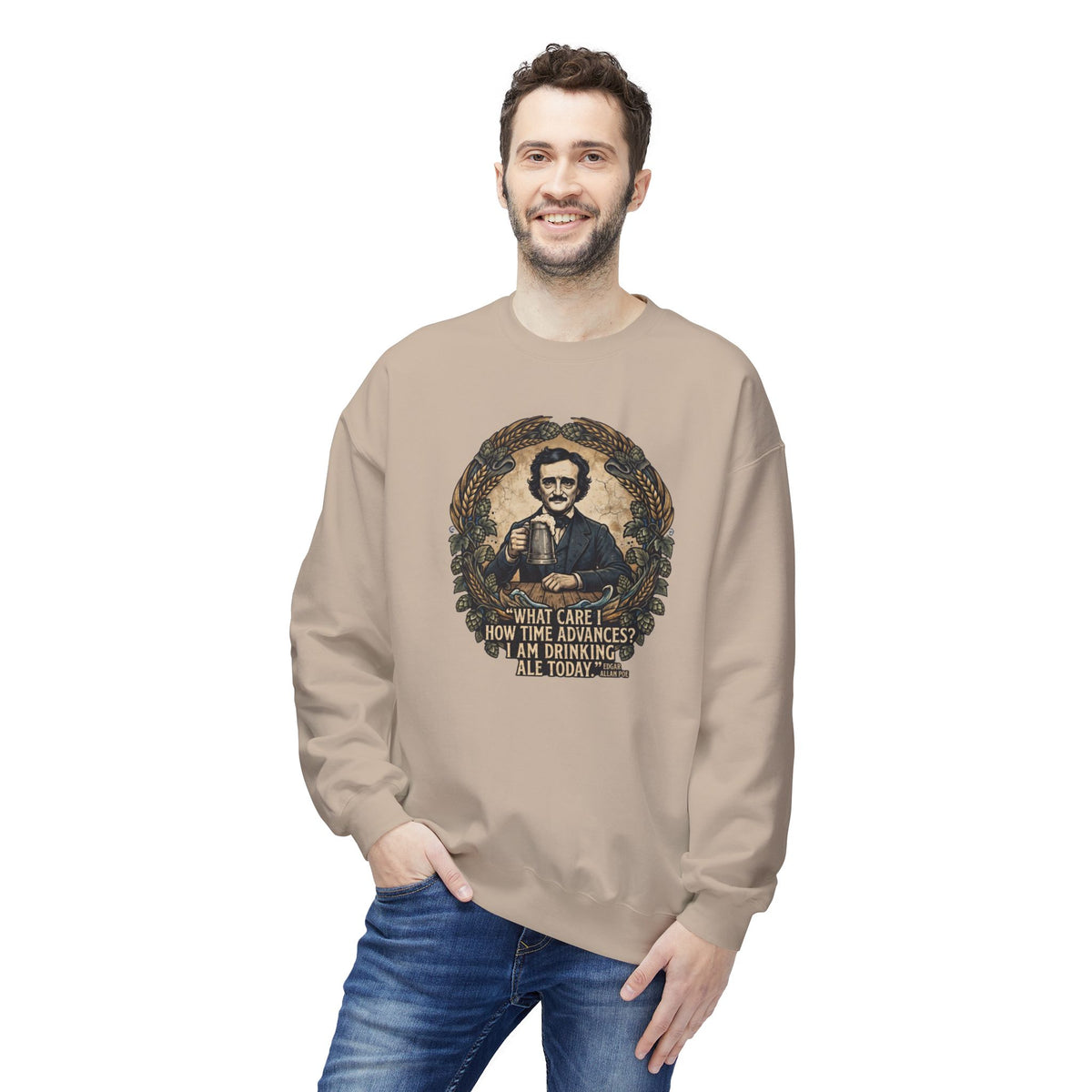 I Am Drinking Ale Today Edgar Allan Poe Crewneck Sweatshirt