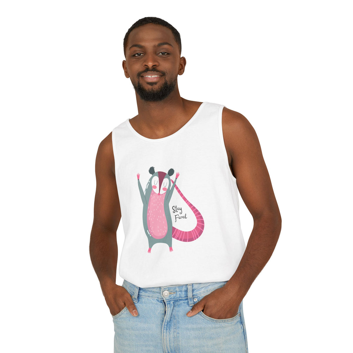Stay Feral – Happy Possum Unisex Jersey Tank