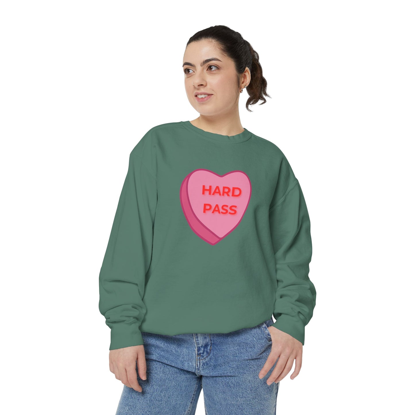 Hard Pass Candy Heart Color Blast Sweatshirt