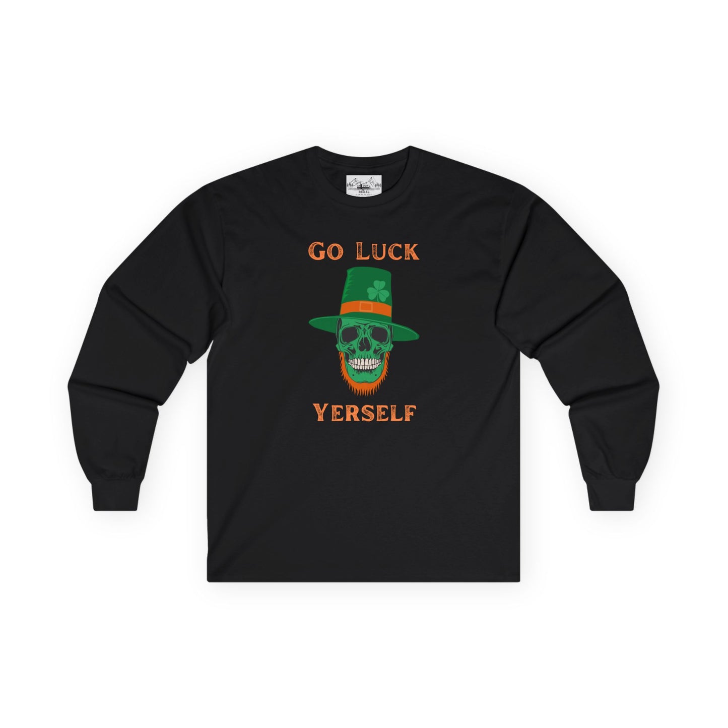 "Go Luck Yerself" Long Sleeve Tee – Emerald Skull Graphic