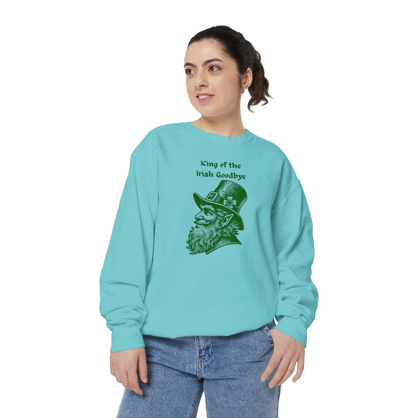 "King of the Irish Goodbye" Relaxed Fit Sweatshirt – Vintage Green Graphic