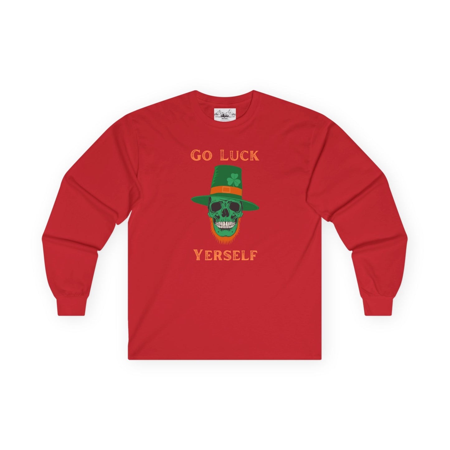 "Go Luck Yerself" Long Sleeve Tee – Emerald Skull Graphic