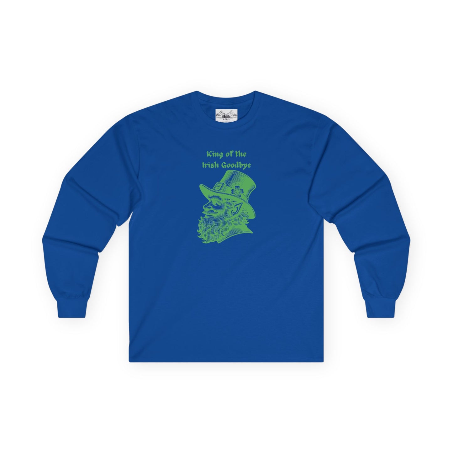 "King of the Irish Goodbye" Long Sleeve Tee – Hand-Drawn Leprechaun Graphic