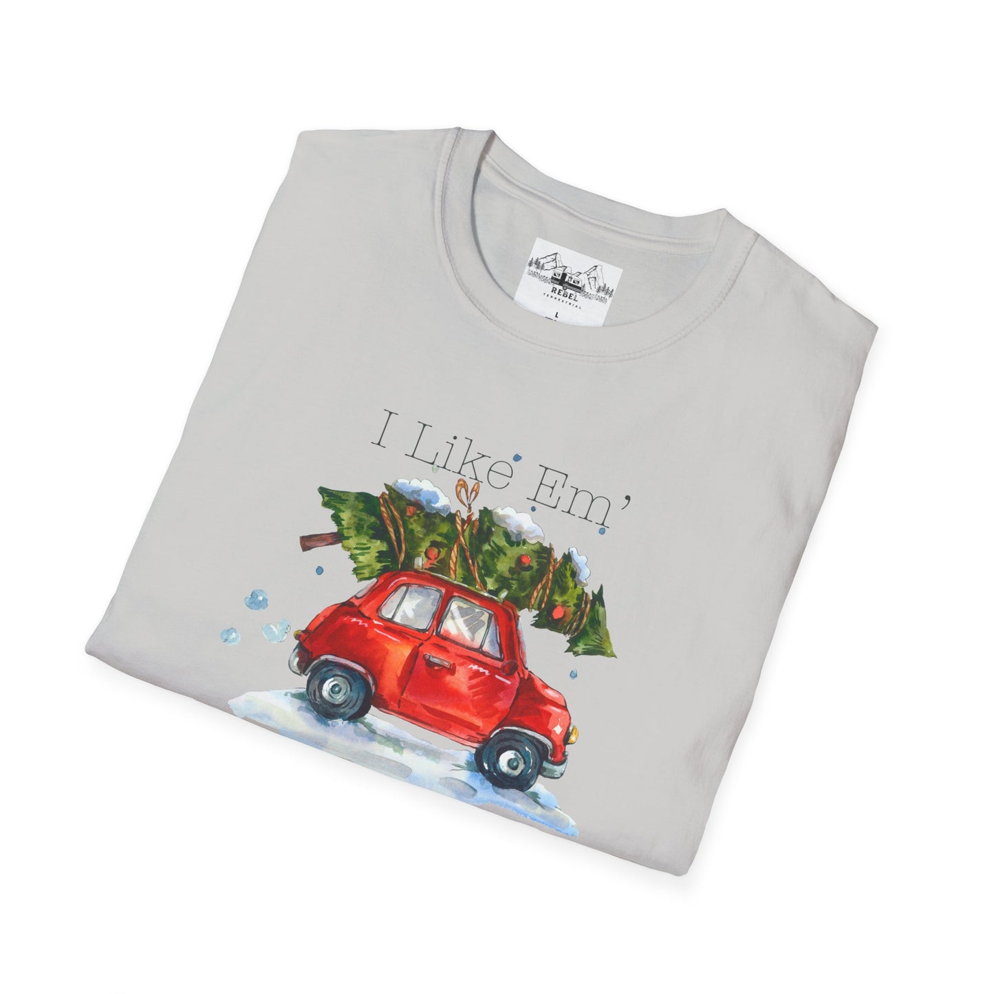 I Like 'Em Real Thick and Sprucy T-Shirt | Watercolor Retro Car & Tree