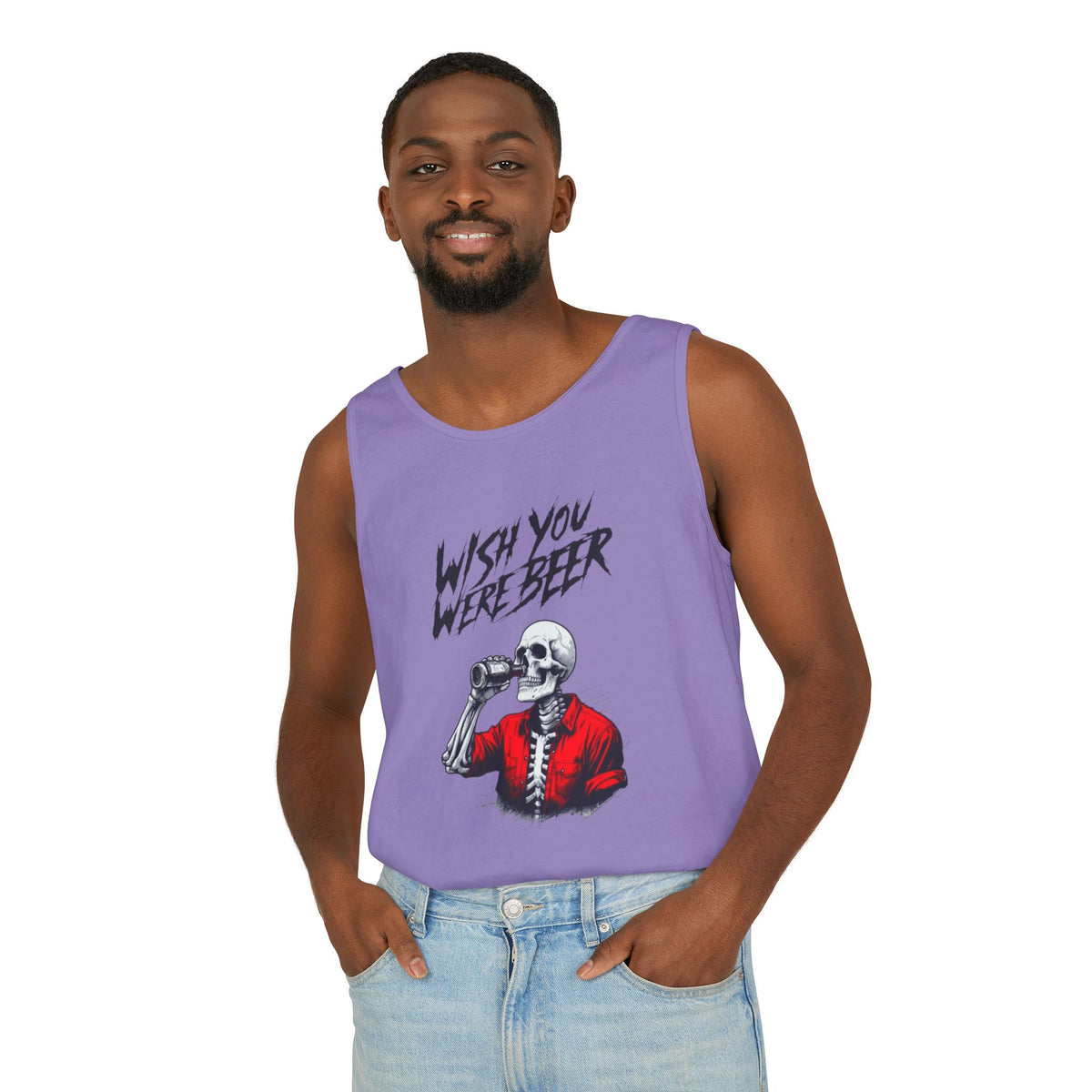 Wish You Were Beer – Funny Skeleton Tank Top