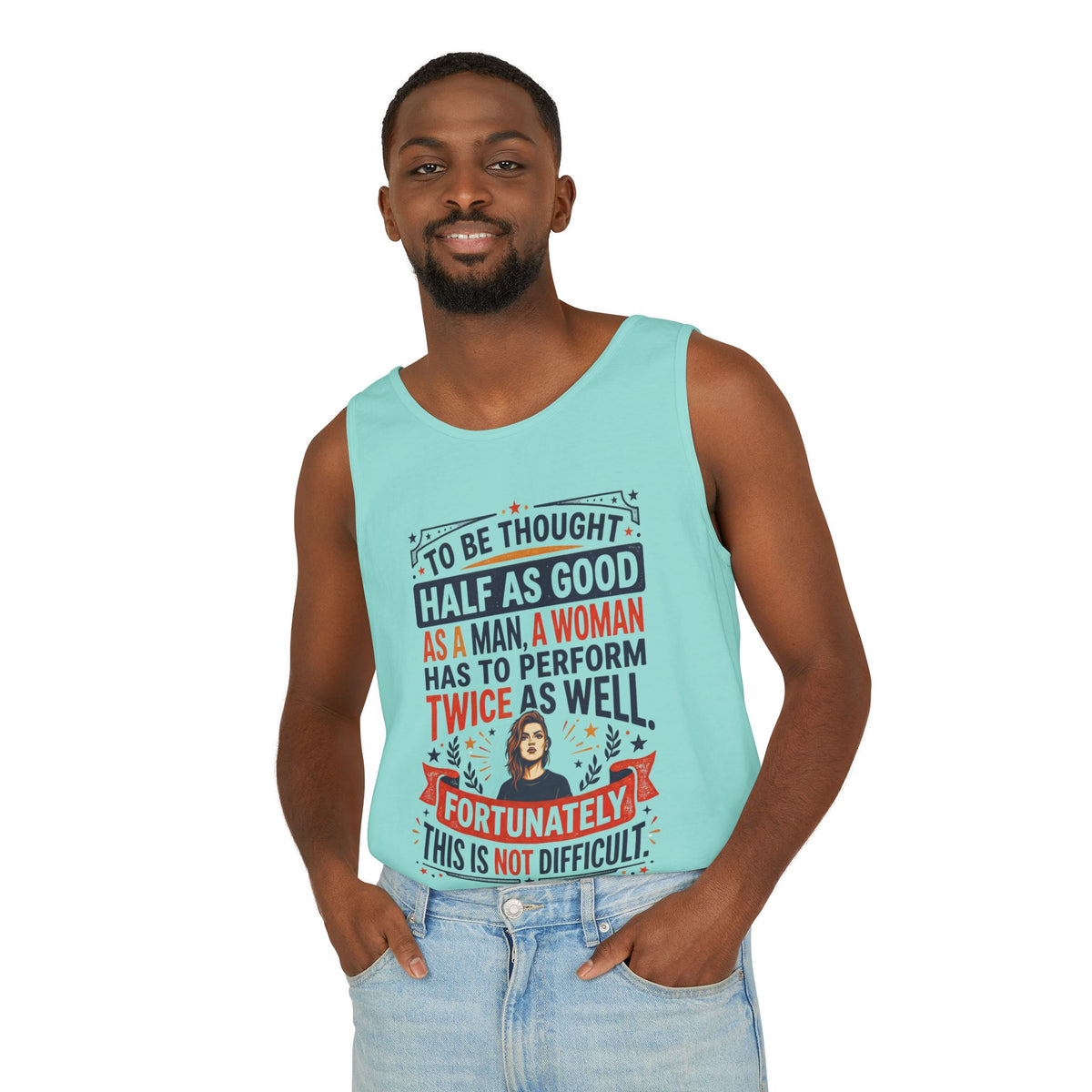 “Twice as Well” Feminist Unisex Cotton Tank Top