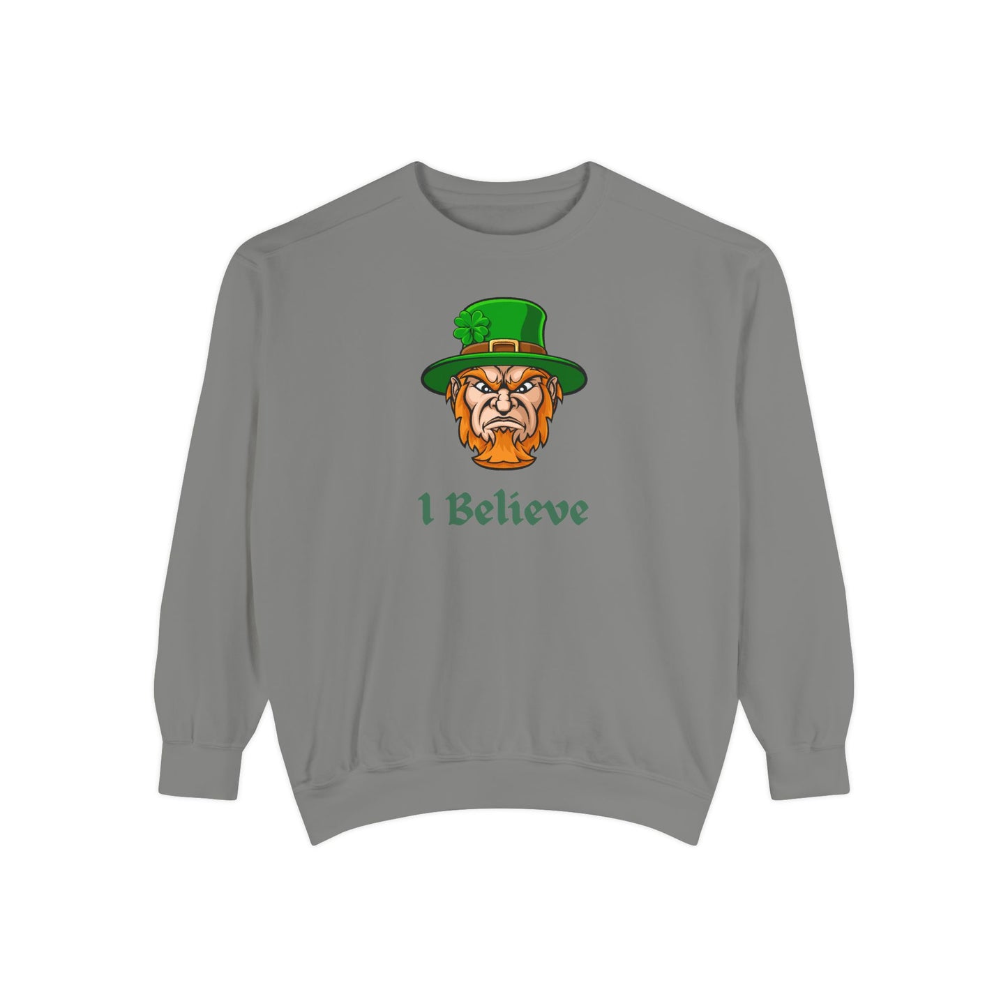 "I Believe" Relaxed Fit Sweatshirt – Bold Leprechaun Graphic