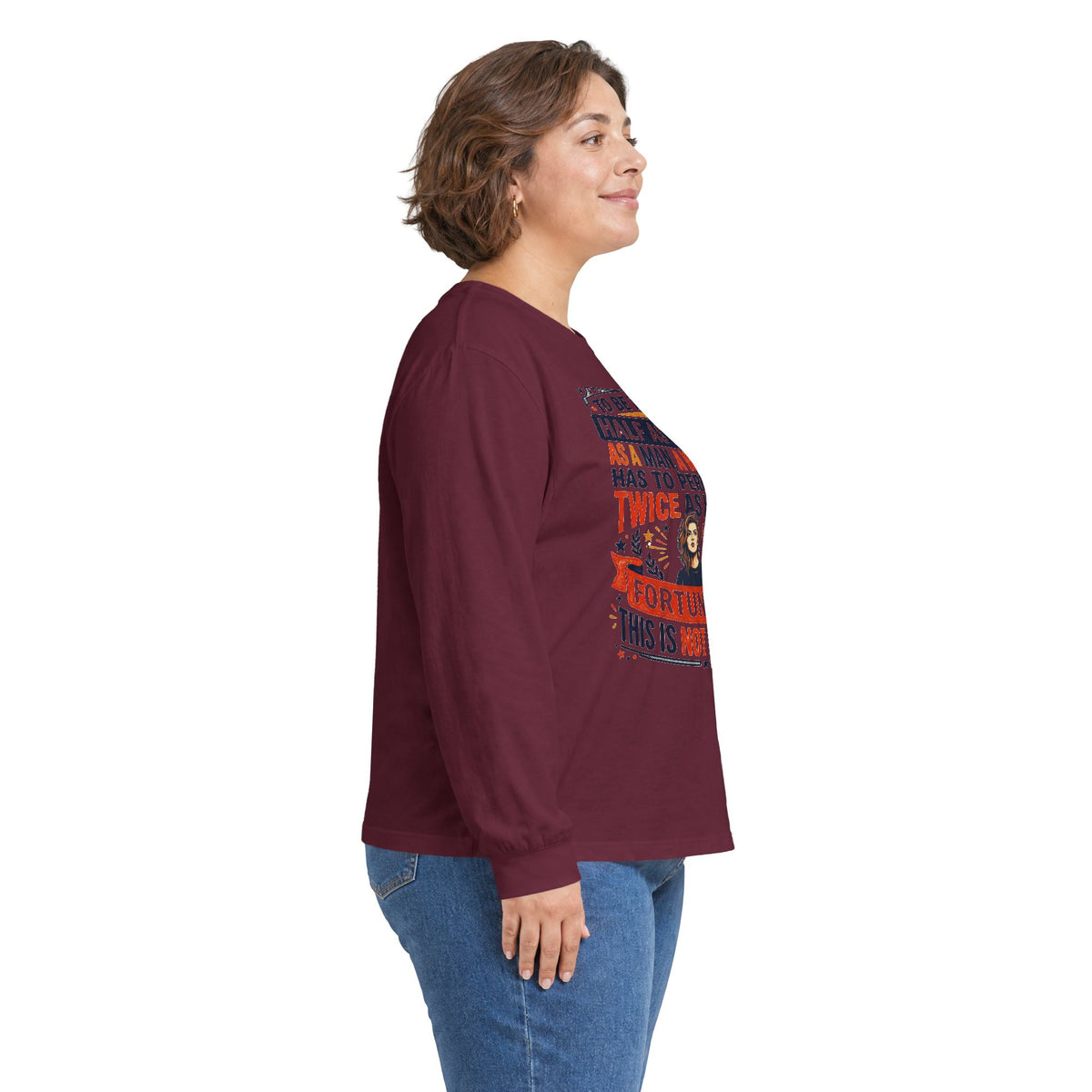 "Twice as Well" Vintage-Style Feminist Graphic Long Sleeve Tee | Retro Sarcastic Shirt