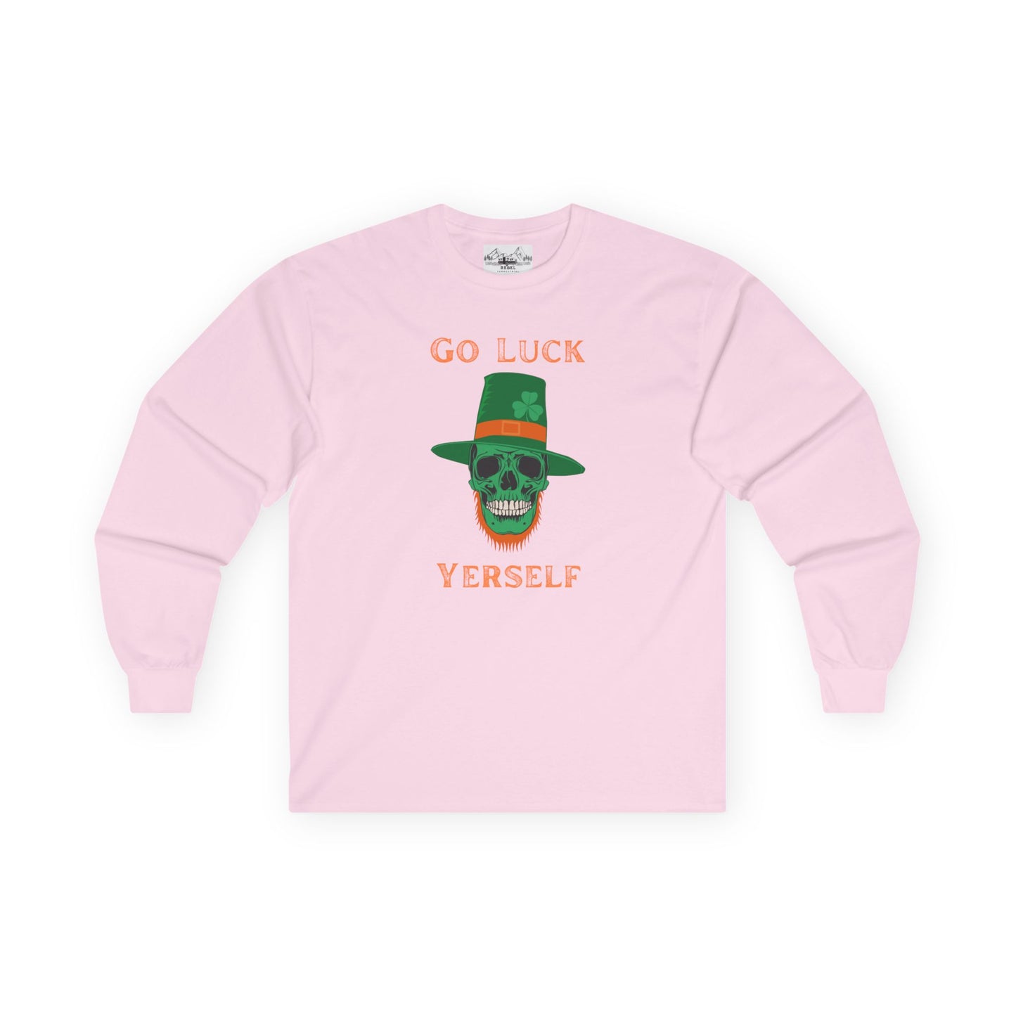 "Go Luck Yerself" Long Sleeve Tee – Emerald Skull Graphic