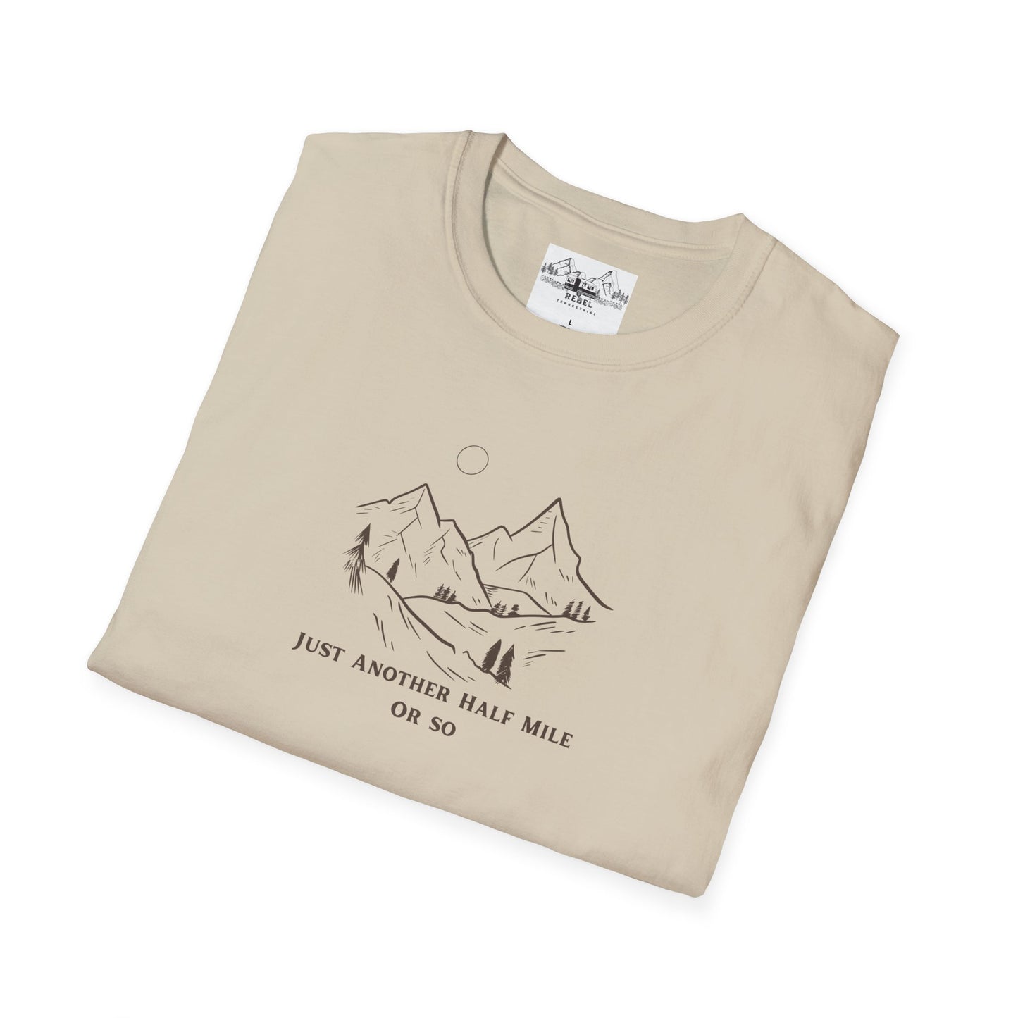 Just Another Half Mile or So | Minimalist Mountain Scene Unisex Softstyle T-Shirt