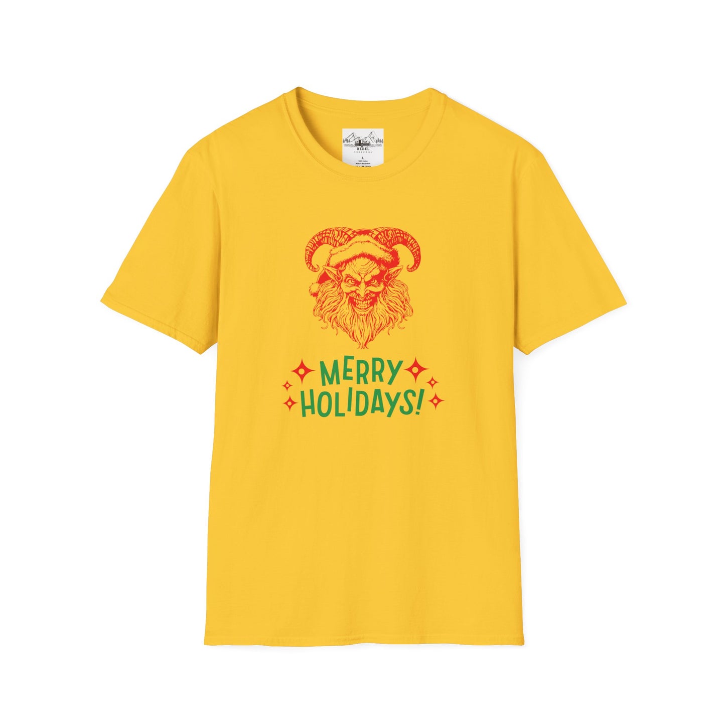 Smiling Krampus "Merry Holidays" Unisex T-Shirt | Ultra-Soft Cotton