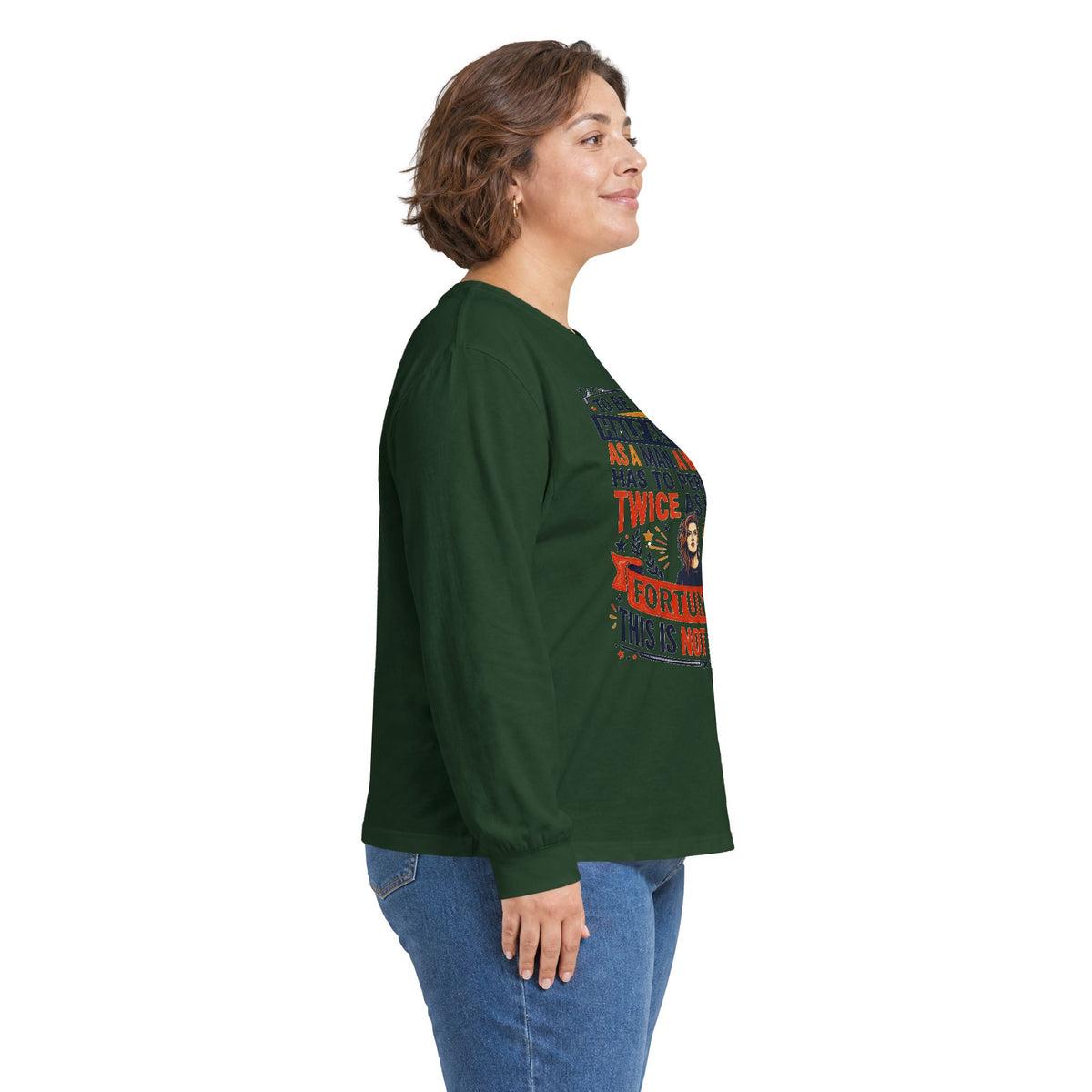 "Twice as Well" Vintage-Style Feminist Graphic Long Sleeve Tee | Retro Sarcastic Shirt