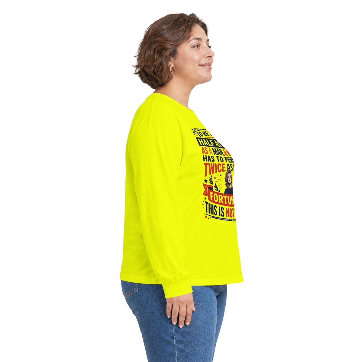 "Twice as Well" Vintage-Style Feminist Graphic Long Sleeve Tee | Retro Sarcastic Shirt