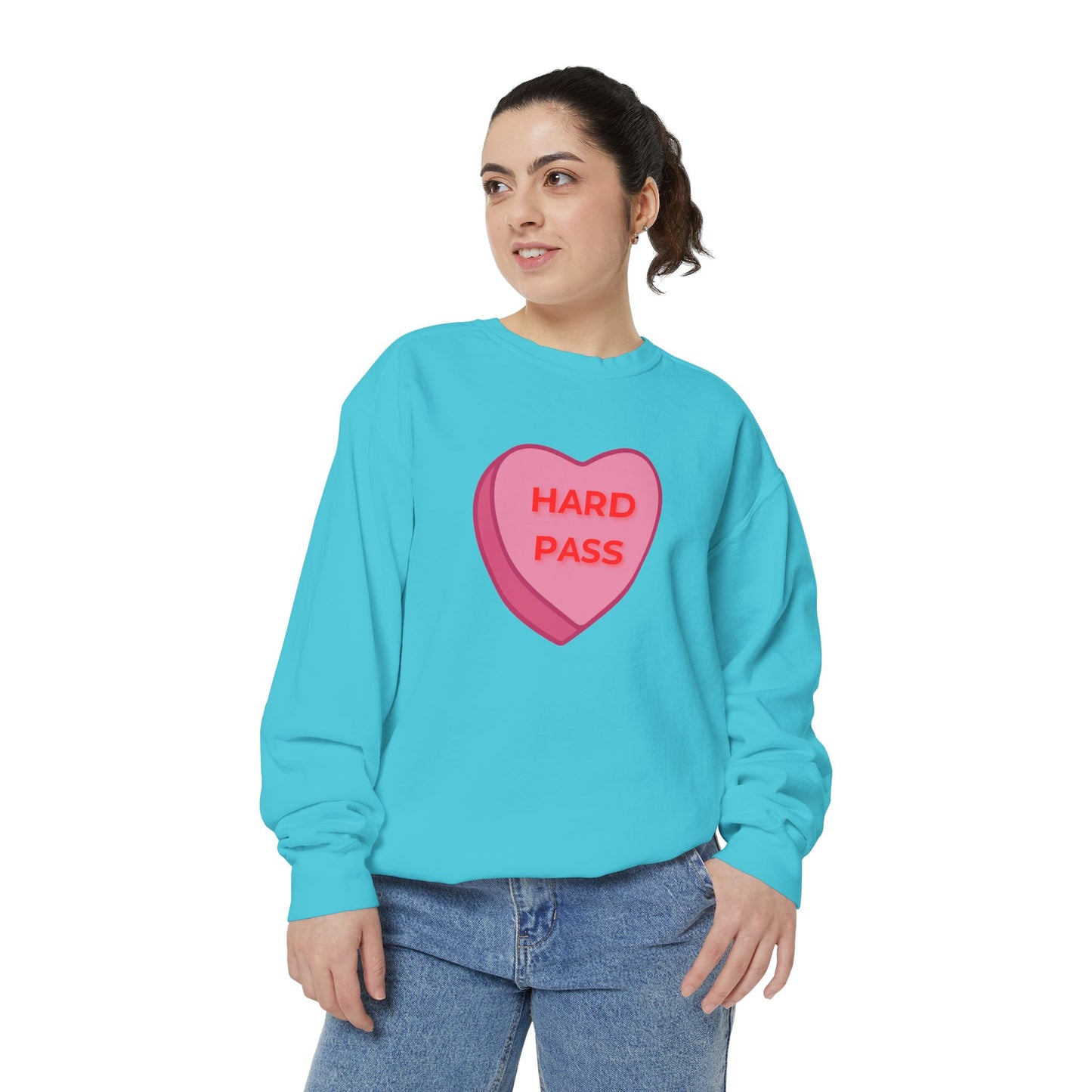 Hard Pass Candy Heart Color Blast Sweatshirt