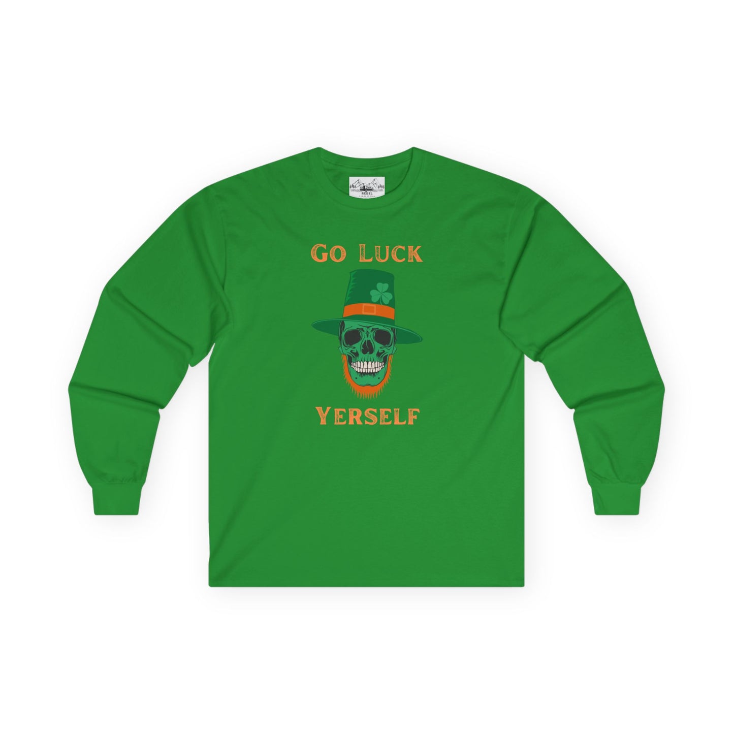 "Go Luck Yerself" Long Sleeve Tee – Emerald Skull Graphic