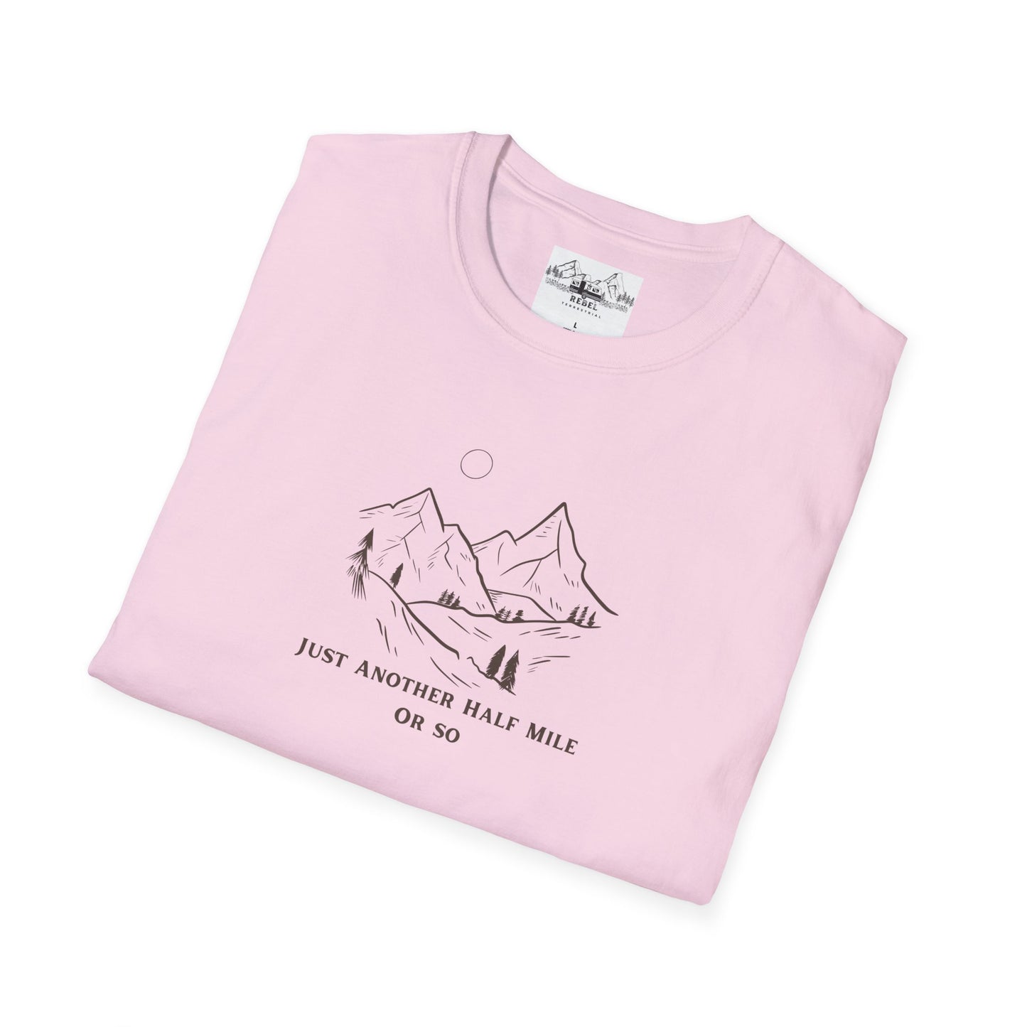 Just Another Half Mile or So | Minimalist Mountain Scene Unisex Softstyle T-Shirt