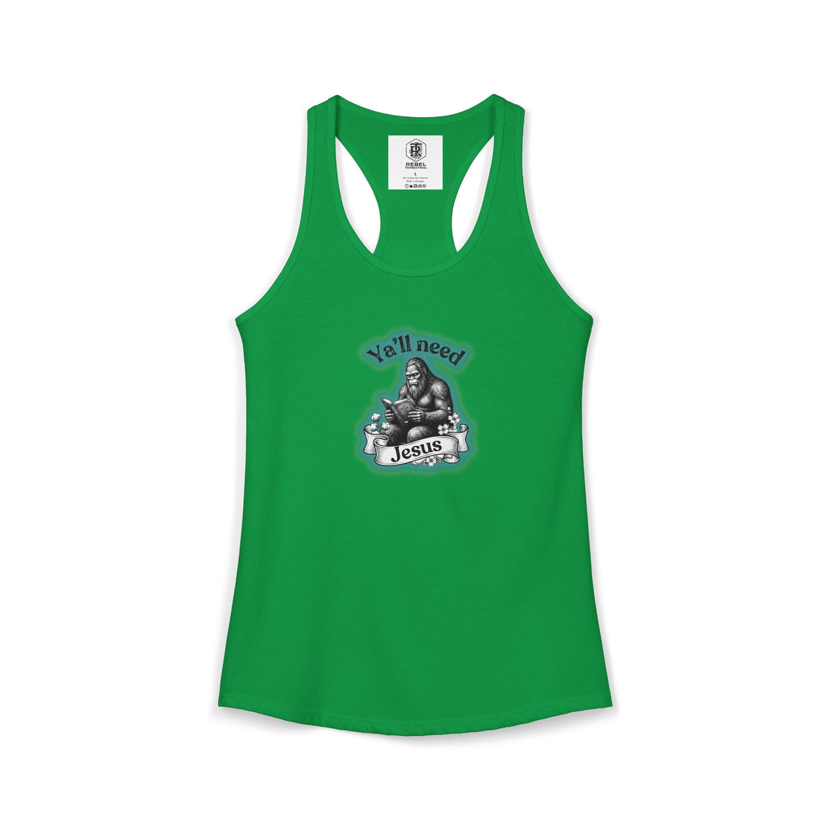 Y’all Need Jesus Bigfoot Women’s Racerback Tank