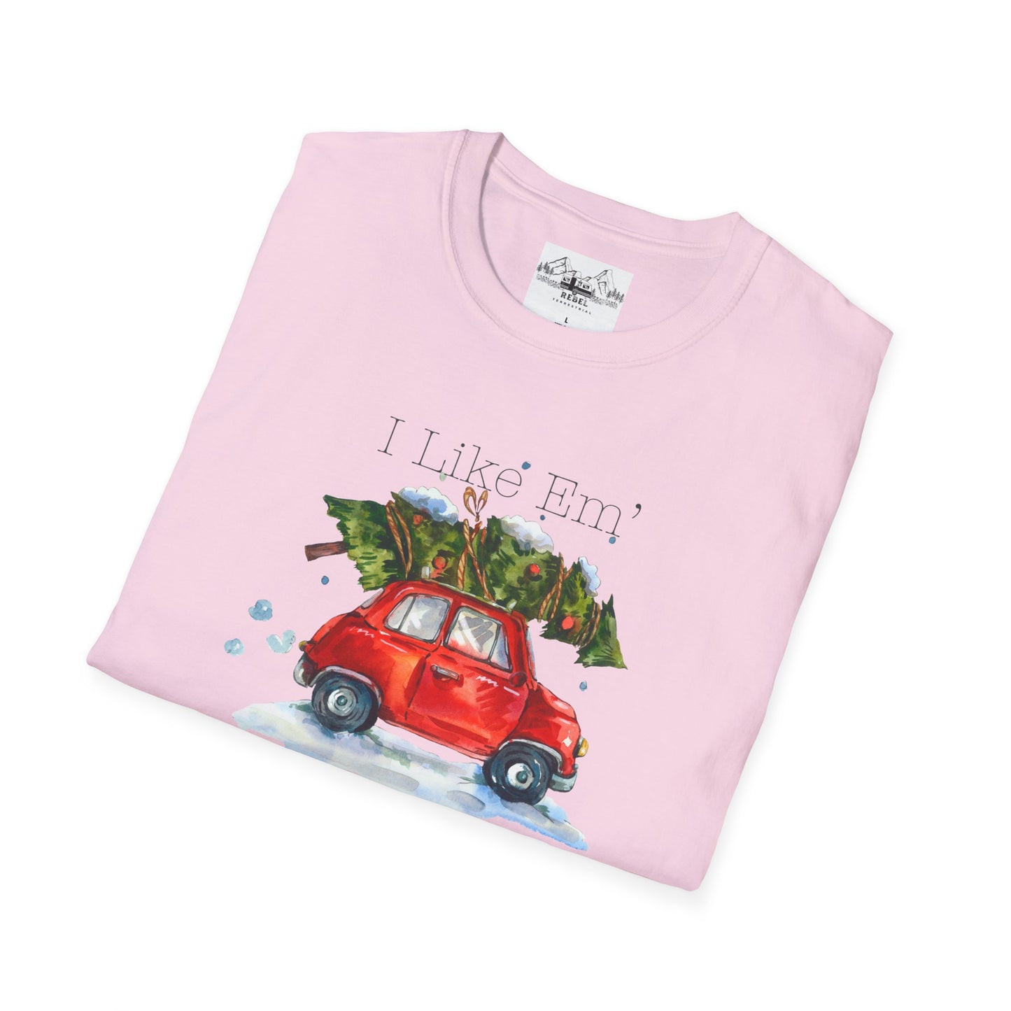 I Like 'Em Real Thick and Sprucy T-Shirt | Watercolor Retro Car & Tree