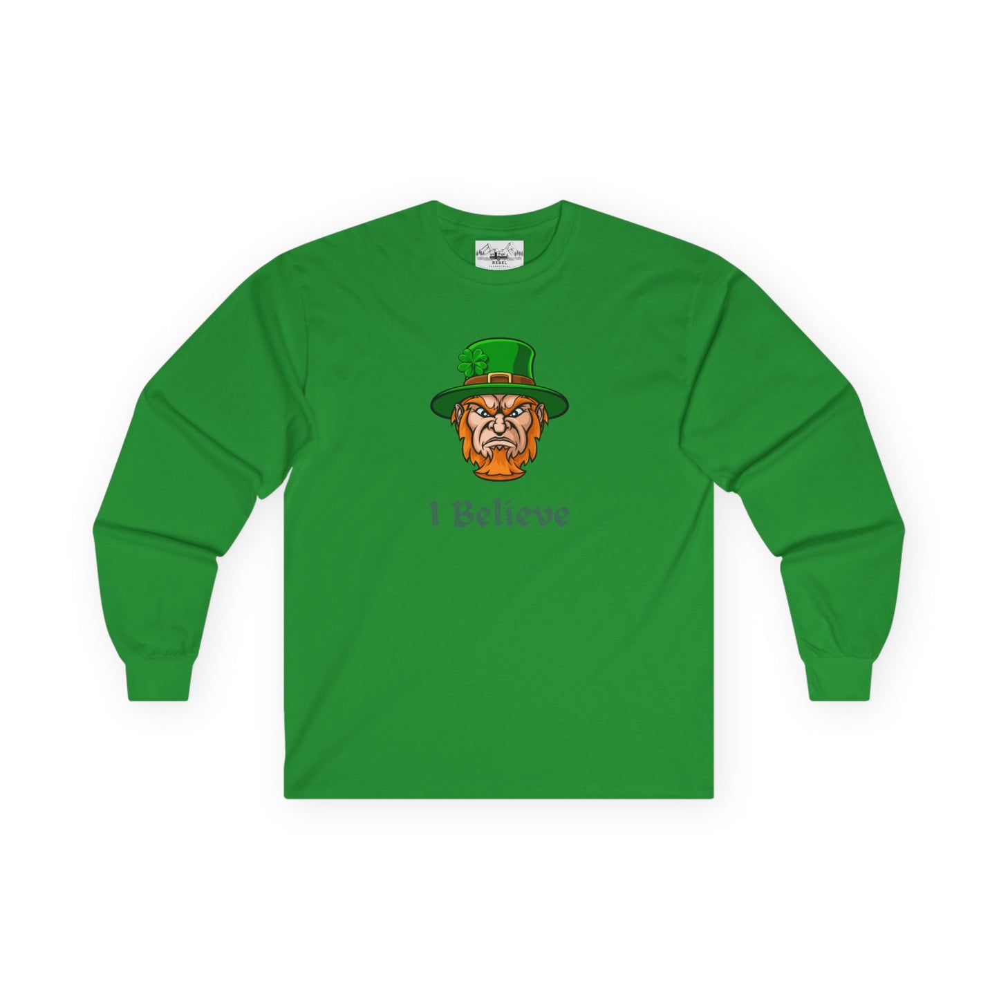 "I Believe" Long Sleeve Graphic Tee – Vintage Leprechaun Illustration