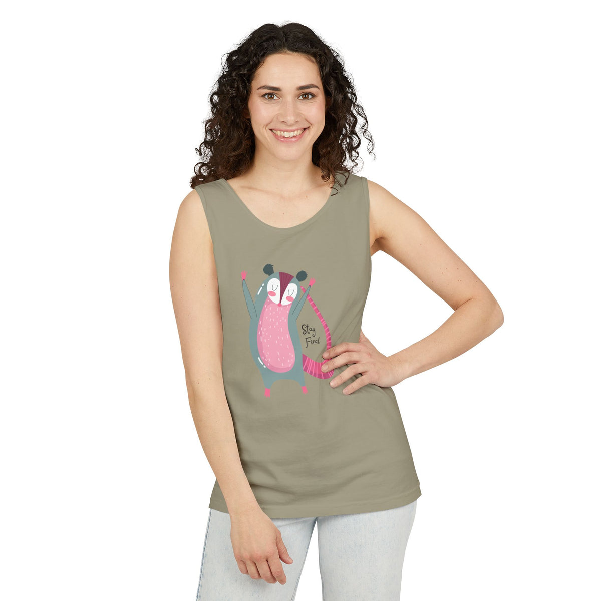 Stay Feral – Happy Possum Unisex Jersey Tank