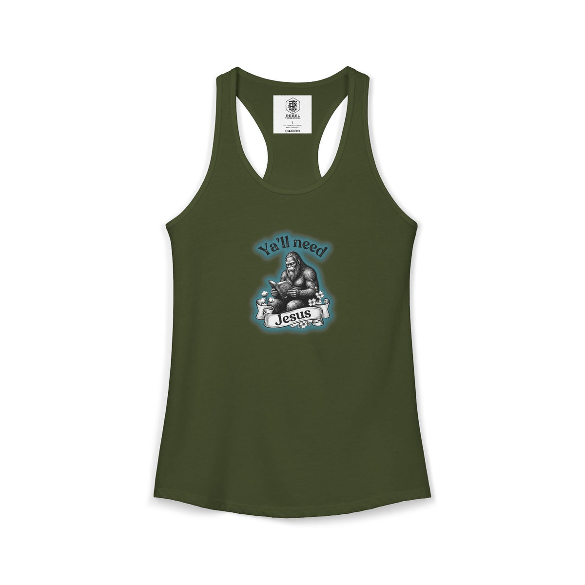 Y’all Need Jesus Bigfoot Women’s Racerback Tank