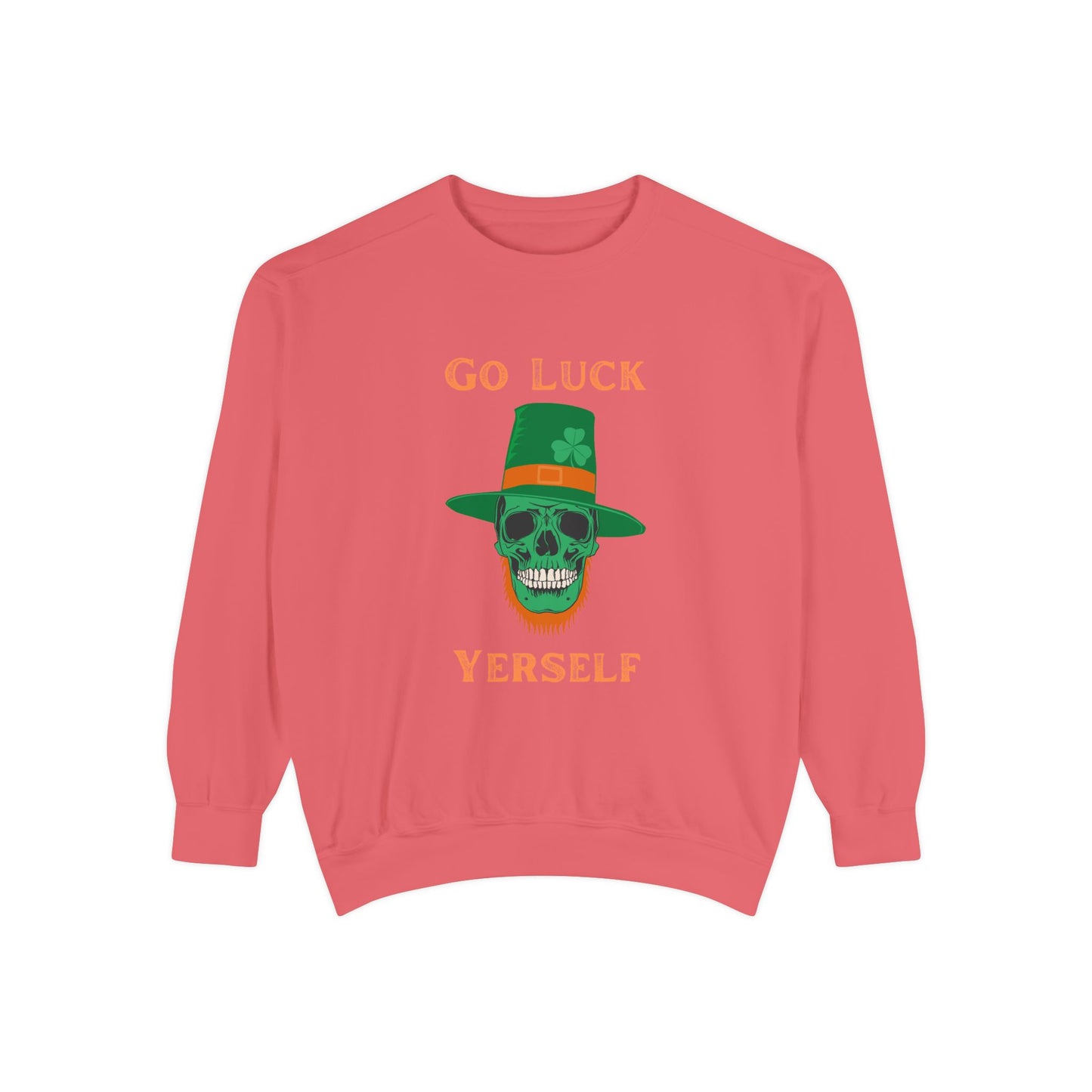 "Go Luck Yerself" Relaxed Fit Sweatshirt – Vintage Emerald Skull