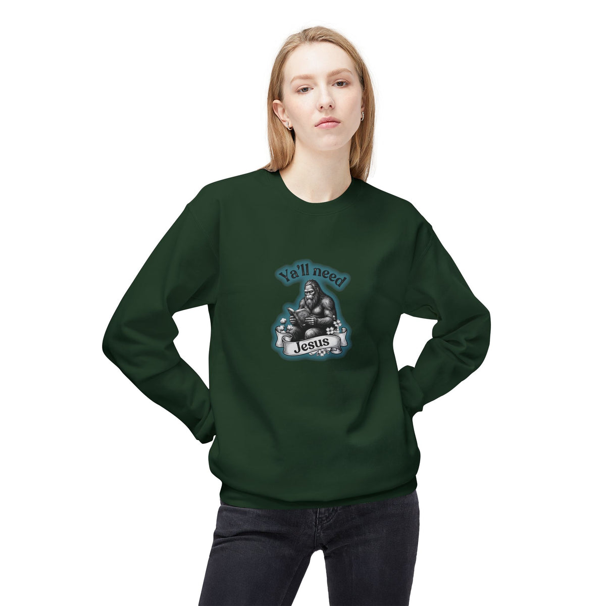 Y’all Need Jesus Bigfoot Crewneck Sweatshirt