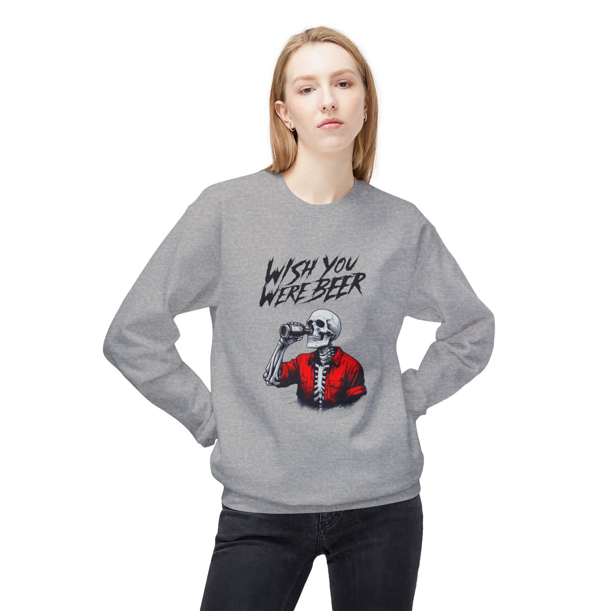 Wish You Were Beer – Skeleton Crewneck Sweatshirt