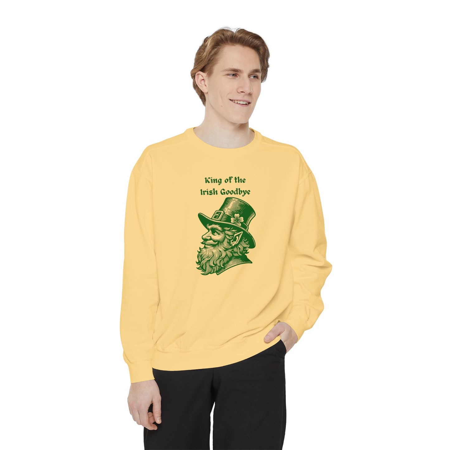 "King of the Irish Goodbye" Relaxed Fit Sweatshirt – Vintage Green Graphic