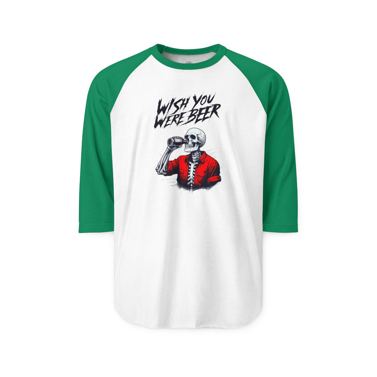 Wish You Were Beer – Skeleton 3/4 Sleeve Raglan Shirt