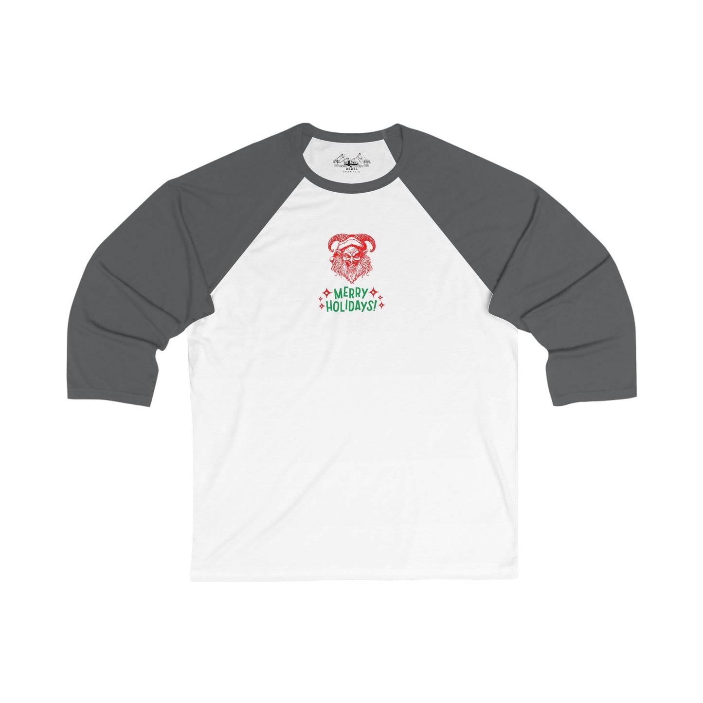 Smiling Krampus "Merry Holidays" Lightweight Raglan Baseball Tee