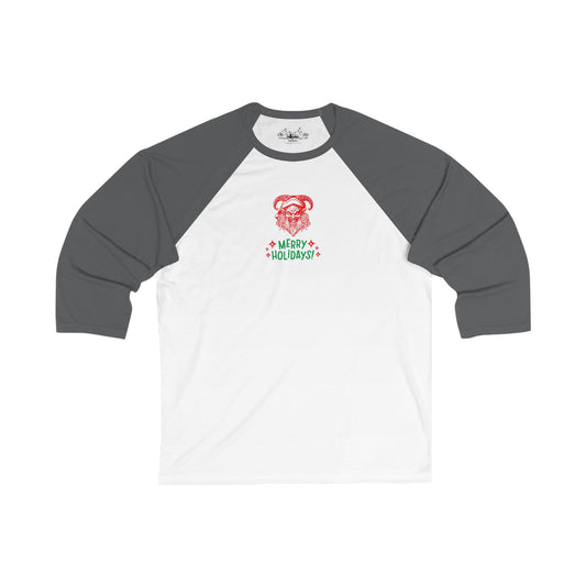 Smiling Krampus "Merry Holidays" Lightweight Raglan Baseball Tee